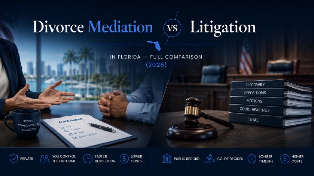 Divorce Mediation vs Litigation in Florida — Full Comparison (2026)